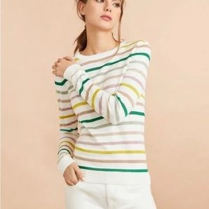 Brooks Brothers Women’s White Multicolor Shimmer Stripe Sweater NWT Size S